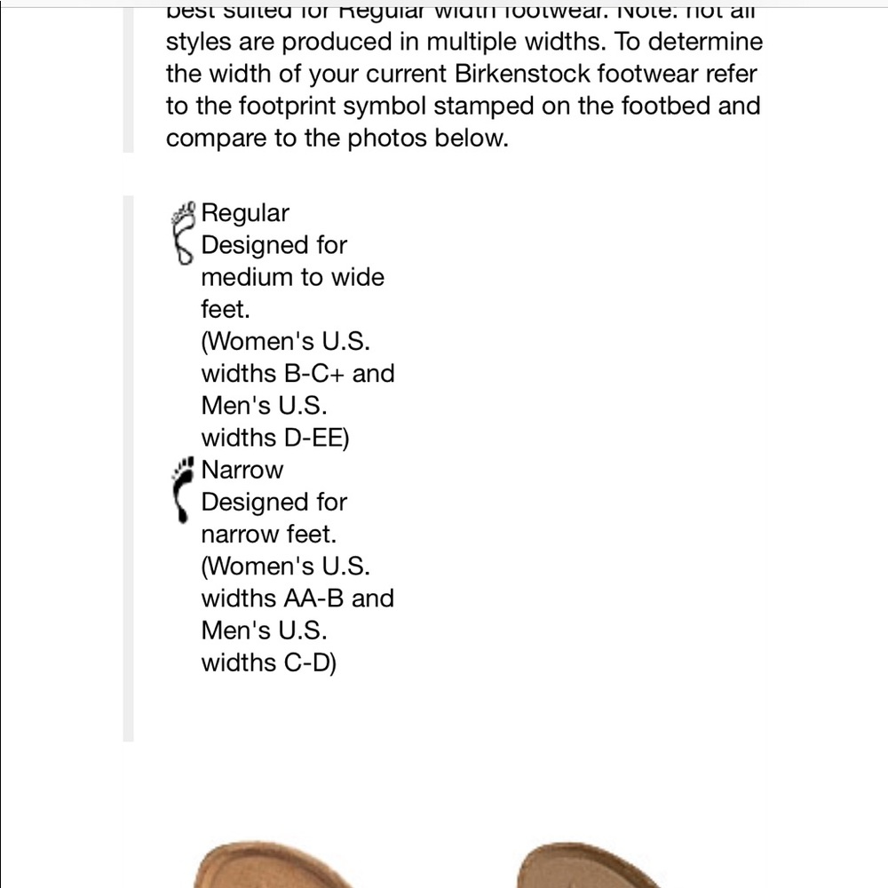 Birkenstock footbed symbols